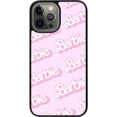 Coque iPhone 12 Pro Max - Silicone rigide noir Barbie light pink pattern