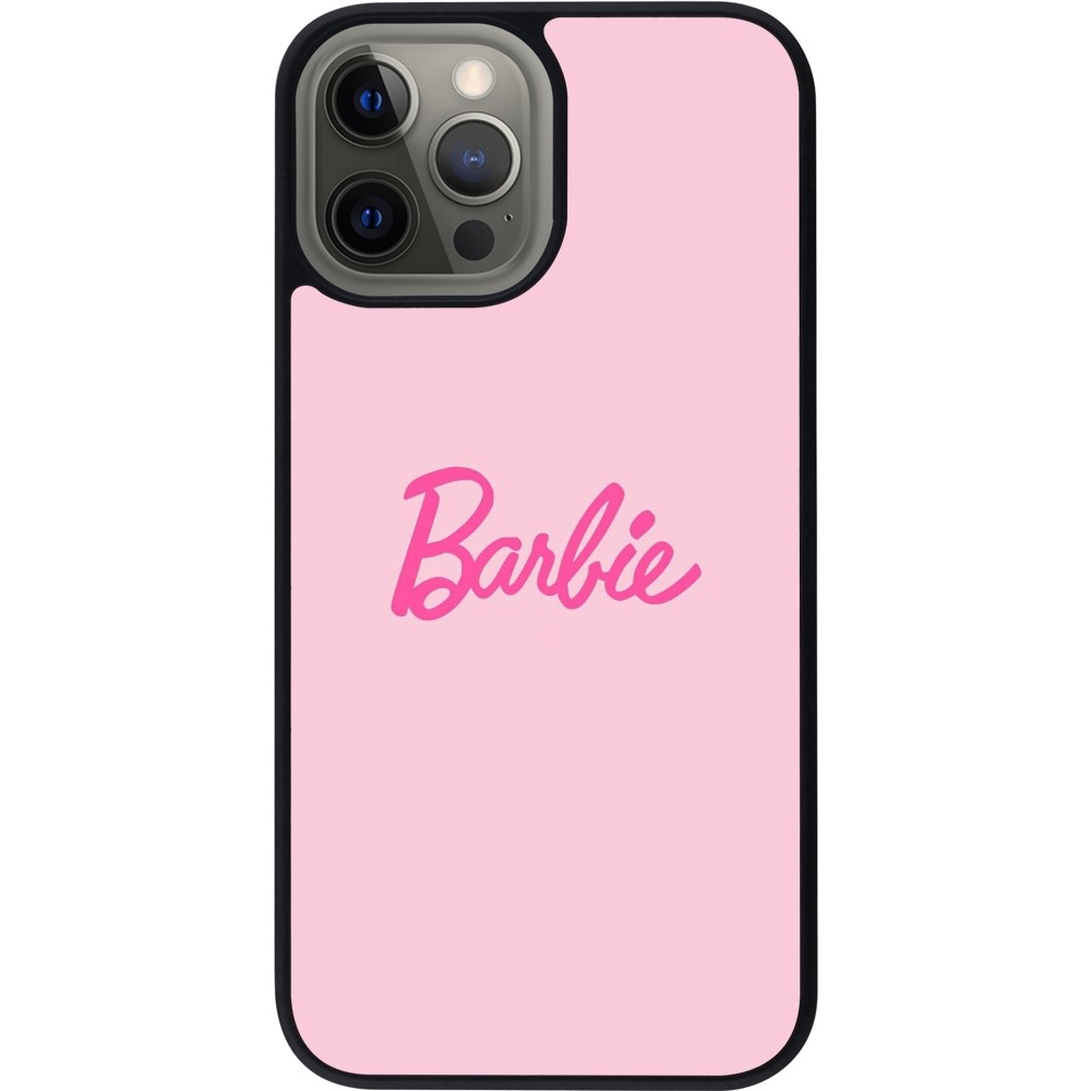 Coque iPhone 12 Pro Max - Silicone rigide noir Barbie Text