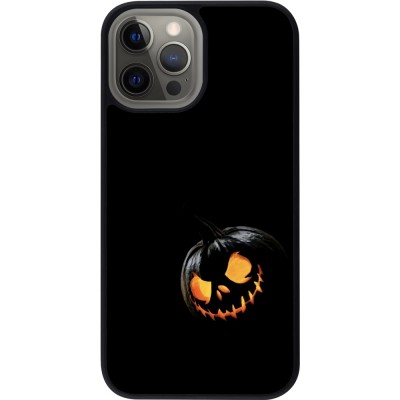 Coque iPhone 12 Pro Max - Silicone rigide noir Halloween 2023 discreet pumpkin