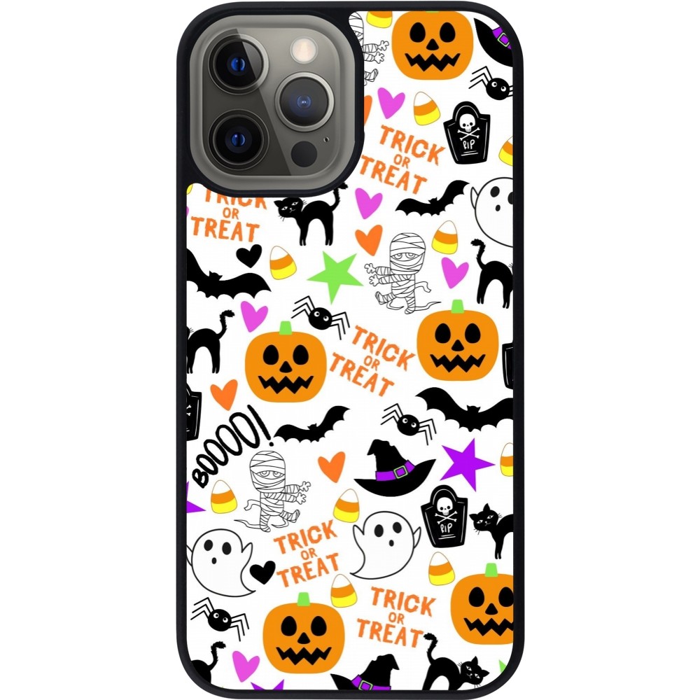 Coque iPhone 12 Pro Max - Silicone rigide noir Halloween 2024 trick or treat