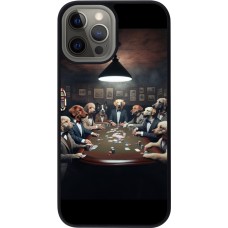 Coque iPhone 12 Pro Max - Silicone rigide noir Les pokerdogs