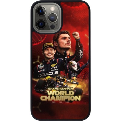 Coque iPhone 12 Pro Max - Silicone rigide noir Max Verstappen Champion 2023