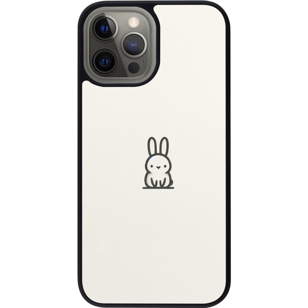 Coque iPhone 12 Pro Max - Silicone rigide noir Minimal bunny cutie