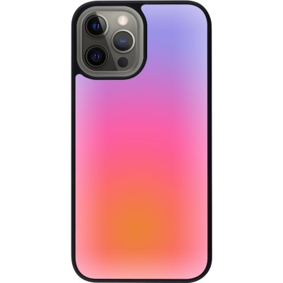 Coque iPhone 12 Pro Max - Silicone rigide noir Orange Pink Blue Gradient