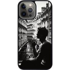 Coque iPhone 12 Pro Max - Silicone rigide noir Parisian Smoker