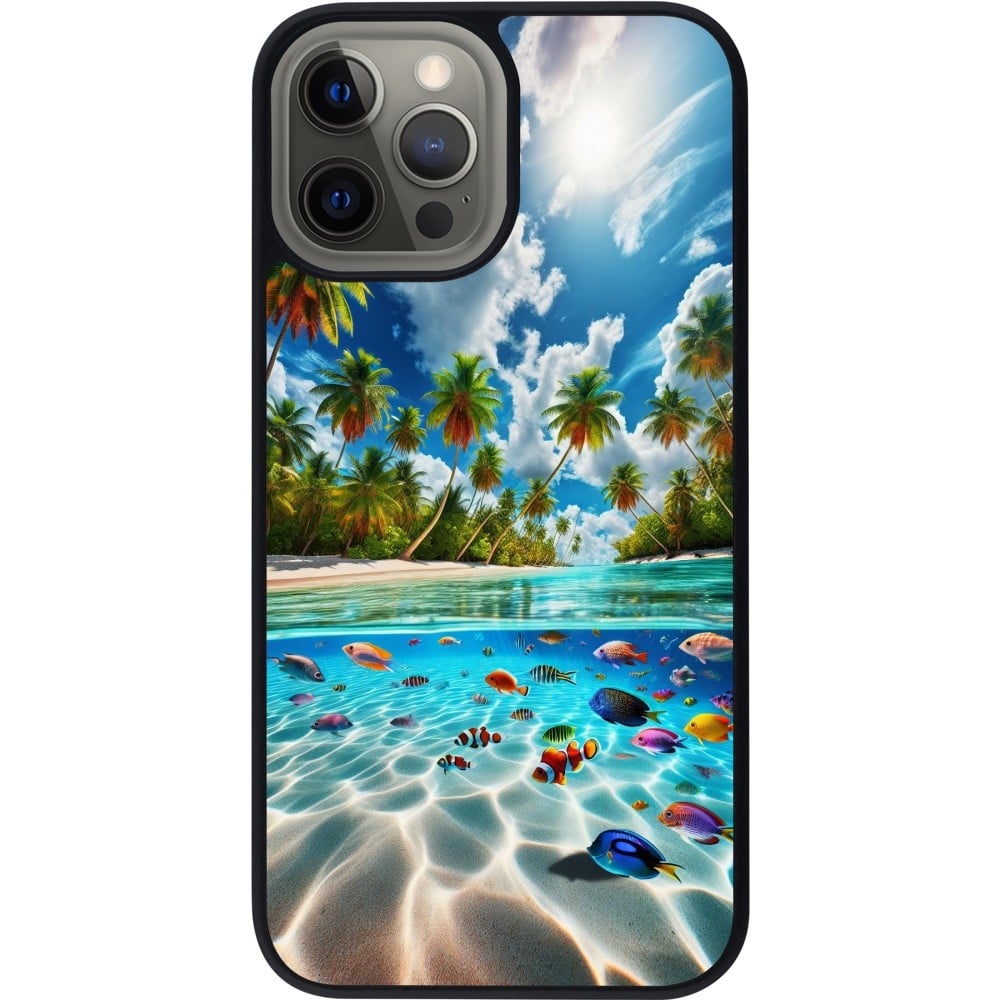 Coque iPhone 12 Pro Max - Silicone rigide noir Plage Paradis