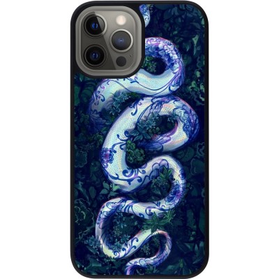 Coque iPhone 12 Pro Max - Silicone rigide noir Serpent Blue Anaconda