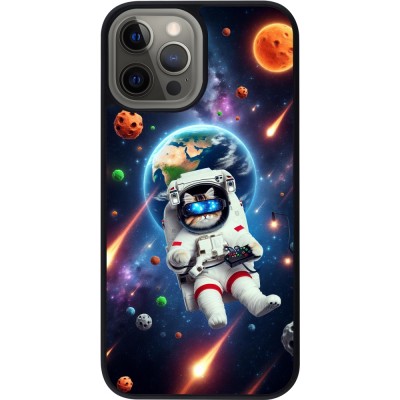 Coque iPhone 12 Pro Max - Silicone rigide noir VR SpaceCat Odyssey