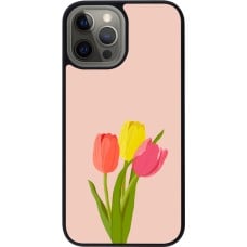 Coque iPhone 12 Pro Max - Silicone rigide noir Spring 23 tulip trio