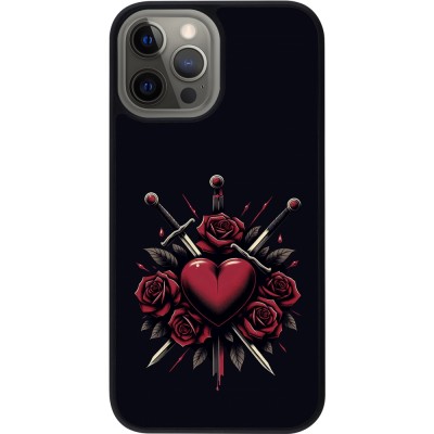 Coque iPhone 12 Pro Max - Silicone rigide noir Valentine 2024 gothic love