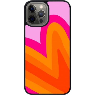 Coque iPhone 12 Pro Max - Silicone rigide noir Valentine 2024 heart gradient