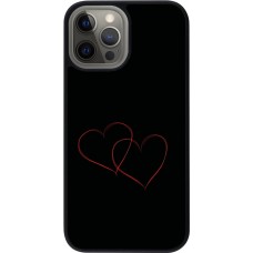 Coque iPhone 12 Pro Max - Silicone rigide noir Valentine 2023 attached heart