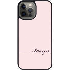 Coque iPhone 12 Pro Max - Silicone rigide noir Valentine 2023 i love you writing