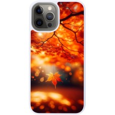 Coque iPhone 12 Pro Max - Silicone rigide blanc Automne Magique Orange