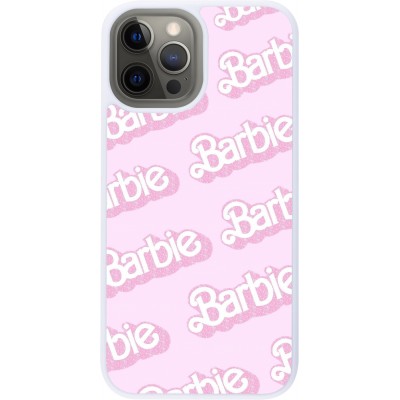 Coque iPhone 12 Pro Max - Silicone rigide blanc Barbie light pink pattern