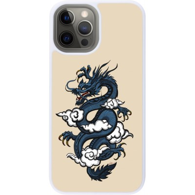 Coque iPhone 12 Pro Max - Silicone rigide blanc Blue Dragon Tattoo