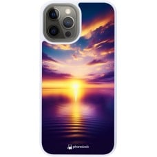 Coque iPhone 12 Pro Max - Silicone rigide blanc Coucher soleil jaune violet