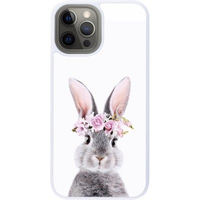 Coque iPhone 12 Pro Max - Silicone rigide blanc Easter 2023 flower bunny