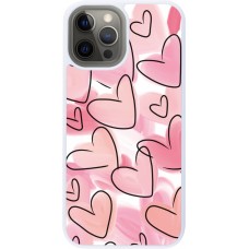 Coque iPhone 12 Pro Max - Silicone rigide blanc Easter 2023 pink hearts