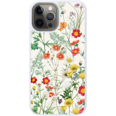 Coque iPhone 12 Pro Max - Silicone rigide blanc Flora Botanical Wildlife