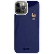 Coque iPhone 12 Pro Max - Silicone rigide blanc Maillot de football France 2022 personnalisable