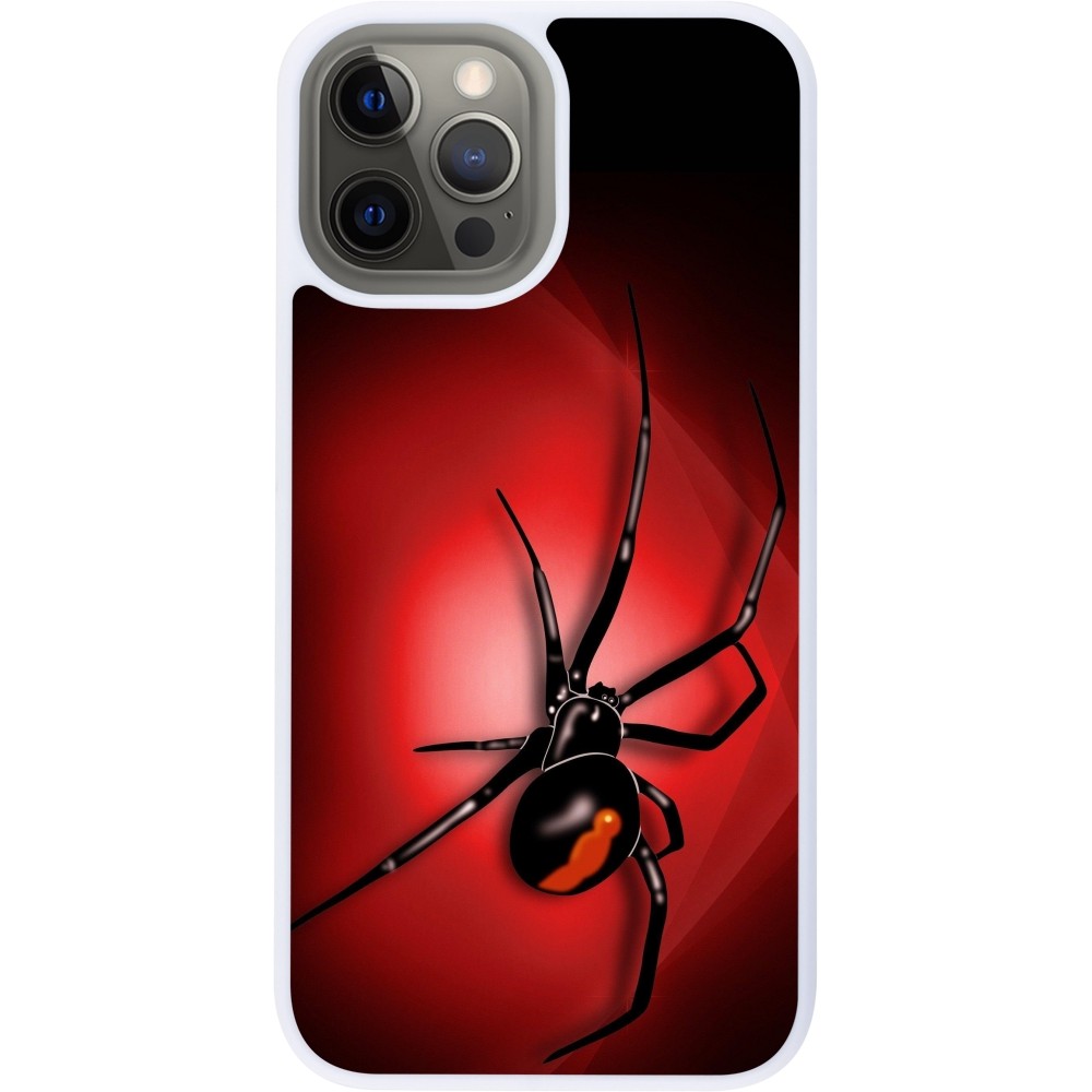 Coque iPhone 12 Pro Max - Silicone rigide blanc Halloween 2023 spider black widow