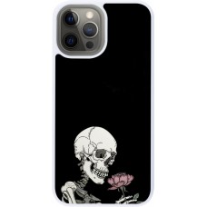 Coque iPhone 12 Pro Max - Silicone rigide blanc Halloween 2023 rose and skeleton