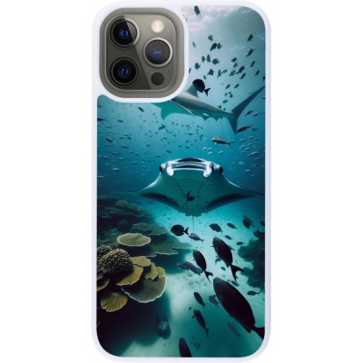 Coque iPhone 12 Pro Max - Silicone rigide blanc Manta Lagon Nettoyage