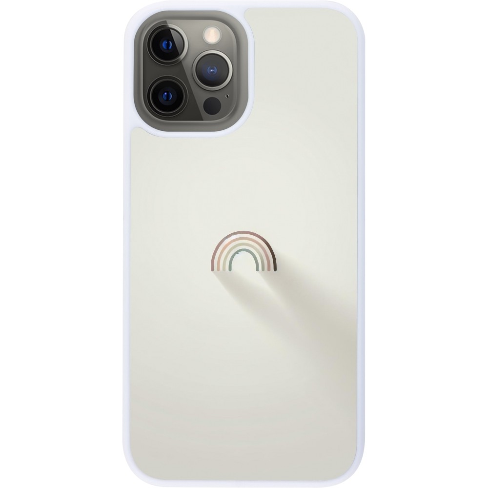 Coque iPhone 12 Pro Max - Silicone rigide blanc Mini Rainbow Minimal