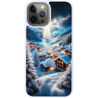 Coque iPhone 12 Pro Max - Silicone rigide blanc Mont Neige Lumière