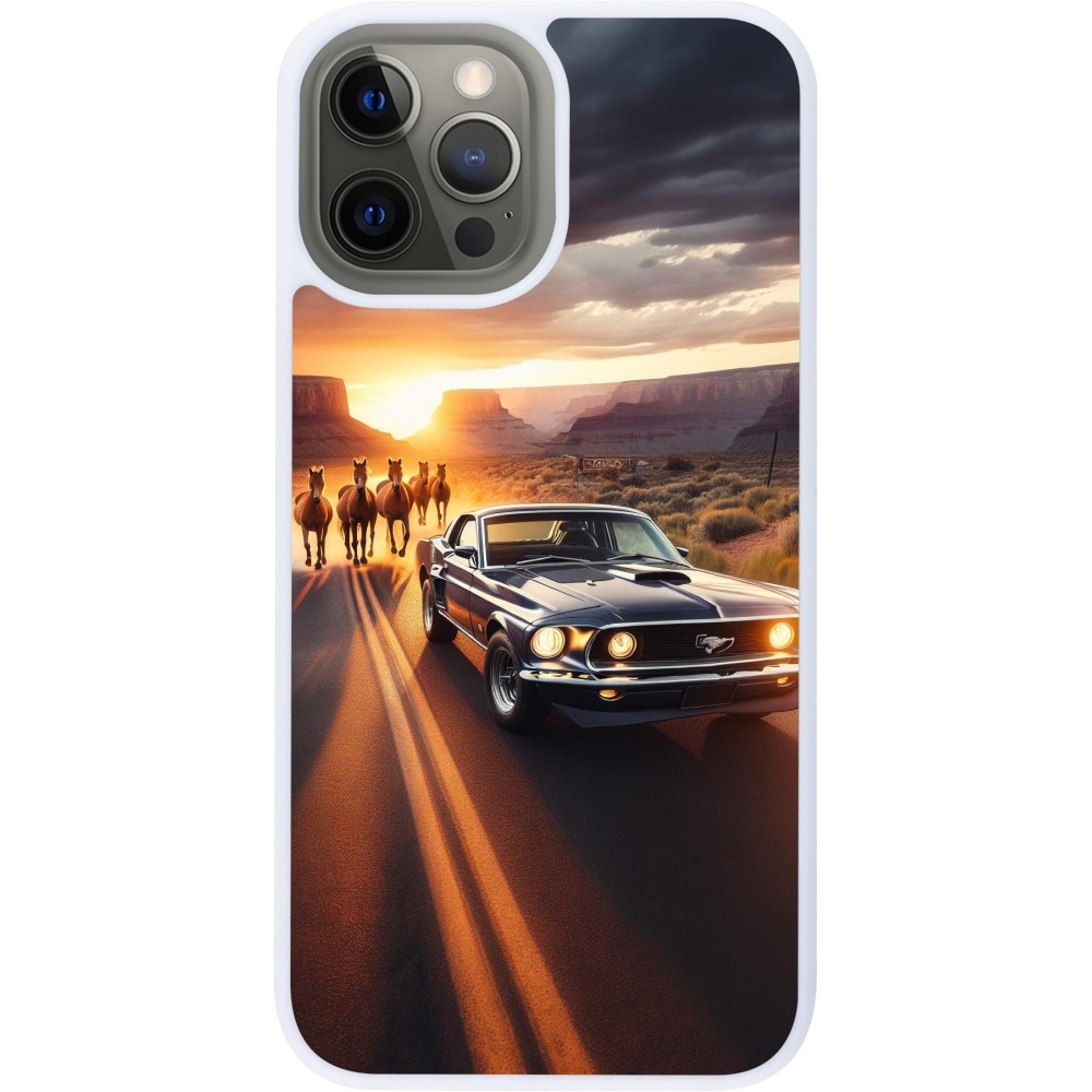 Coque iPhone 12 Pro Max - Silicone rigide blanc Mustang 69 Grand Canyon