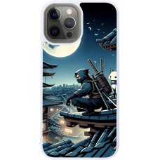 Coque iPhone 12 Pro Max - Silicone rigide blanc Ninja sous la lune