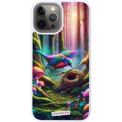 Coque iPhone 12 Pro Max - Silicone rigide blanc Oiseau Nid Forêt