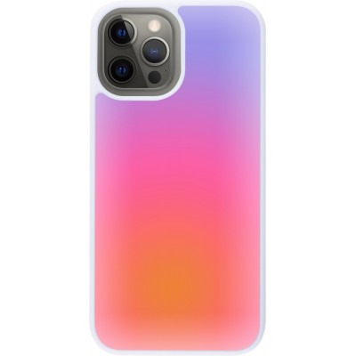 Coque iPhone 12 Pro Max - Silicone rigide blanc Orange Pink Blue Gradient