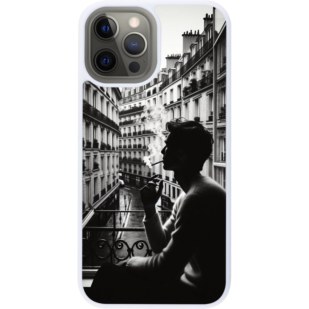 Coque iPhone 12 Pro Max - Silicone rigide blanc Parisian Smoker