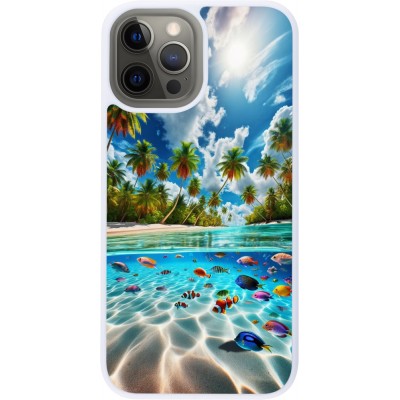 Coque iPhone 12 Pro Max - Silicone rigide blanc Plage Paradis