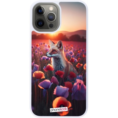 Coque iPhone 12 Pro Max - Silicone rigide blanc Renard pourpre au crépuscule