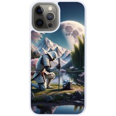 Coque iPhone 12 Pro Max - Silicone rigide blanc Samurai Katana Lune