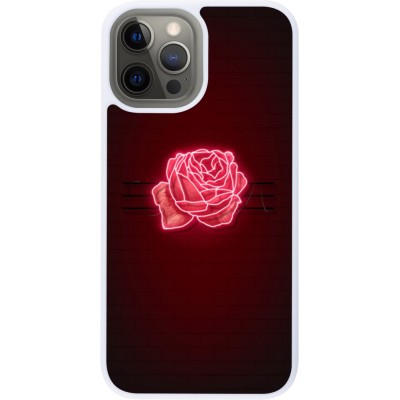 Coque iPhone 12 Pro Max - Silicone rigide blanc Spring 23 neon rose