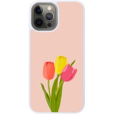 Coque iPhone 12 Pro Max - Silicone rigide blanc Spring 23 tulip trio