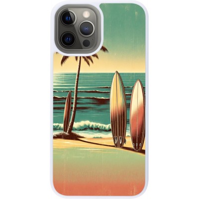 Coque iPhone 12 Pro Max - Silicone rigide blanc Surf Paradise