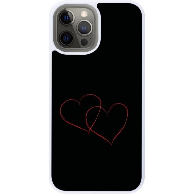 Coque iPhone 12 Pro Max - Silicone rigide blanc Valentine 2023 attached heart