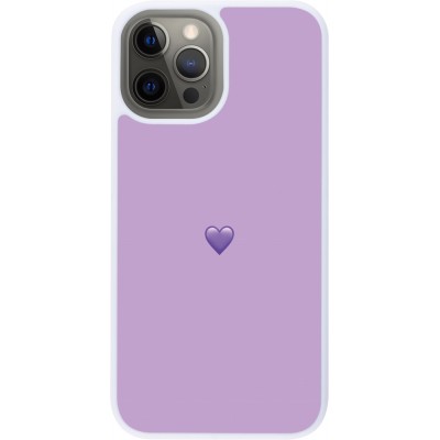 Coque iPhone 12 Pro Max - Silicone rigide blanc Valentine 2023 purpule single heart