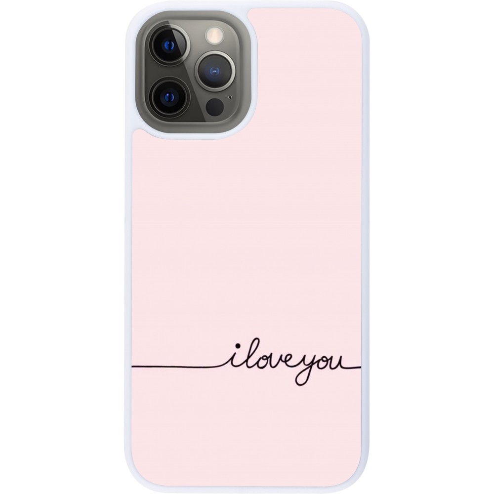 Coque iPhone 12 Pro Max - Silicone rigide blanc Valentine 2023 i love you writing