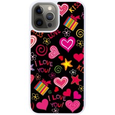 Coque iPhone 12 Pro Max - Silicone rigide blanc Valentine 2023 love symbols