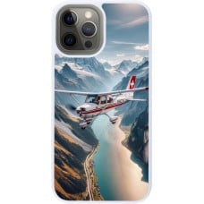 Coque iPhone 12 Pro Max - Silicone rigide blanc Vol Alpin Suisse