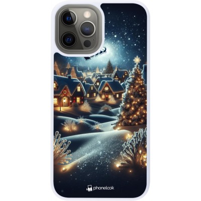 Coque iPhone 12 Pro Max - Silicone rigide blanc Noël 2023 Christmas is Coming