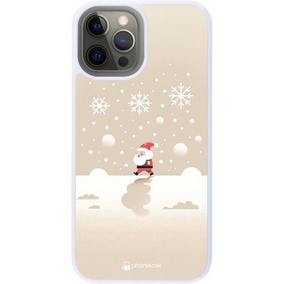 Coque iPhone 12 Pro Max - Silicone rigide blanc Noël 2023 Minimalist Santa