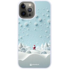 Coque iPhone 12 Pro Max - Silicone rigide blanc Noël 2023 Petit Père Flocon