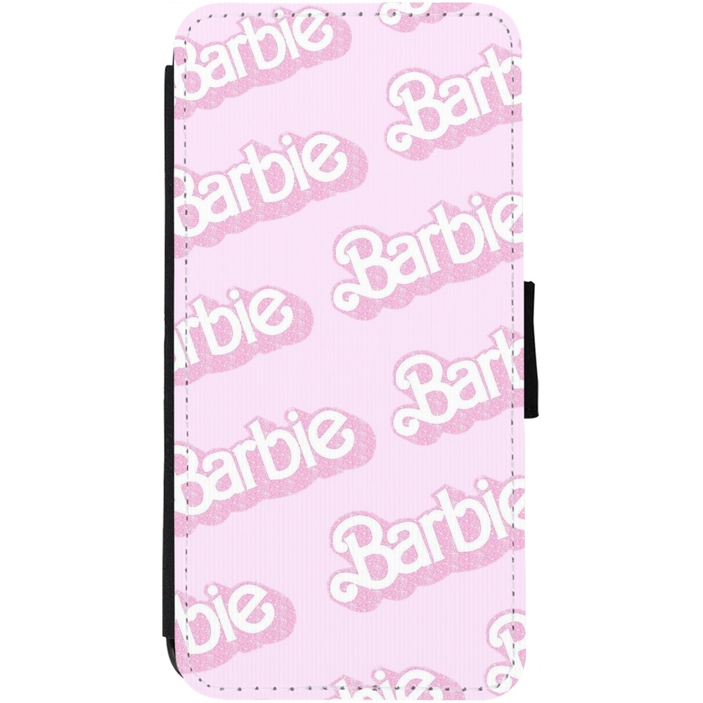 Coque iPhone 12 Pro Max - Wallet noir Barbie light pink pattern